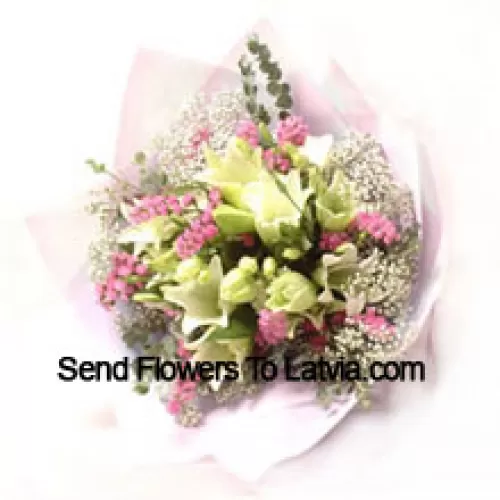Bunch Of Cream Colored Tulips With Fillers