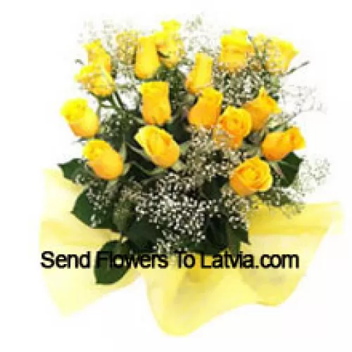 25 Mixed Colored Roses In A Vase